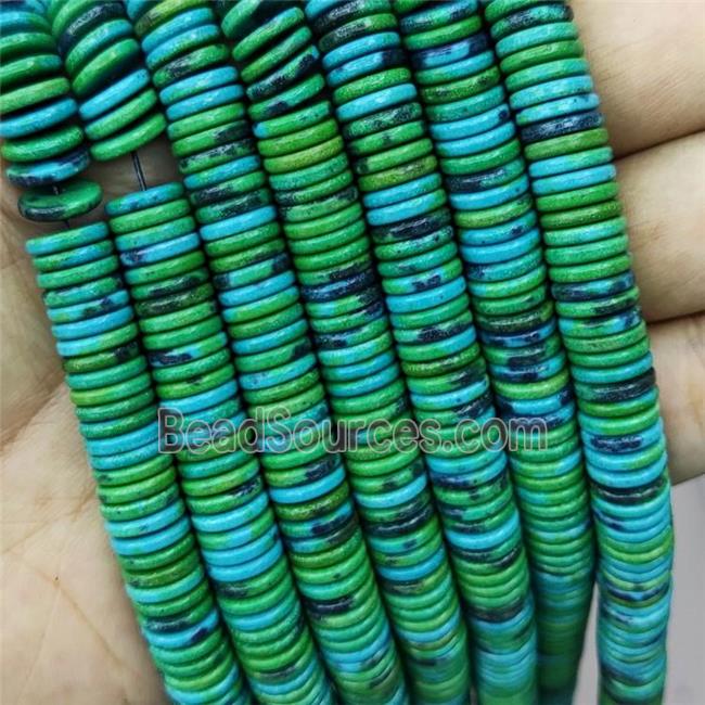 Oxidative Agate Heishi Spacer Beads Green