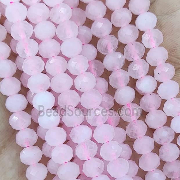 Natural Pink Rose Quartz Beads Faceted Rondelle