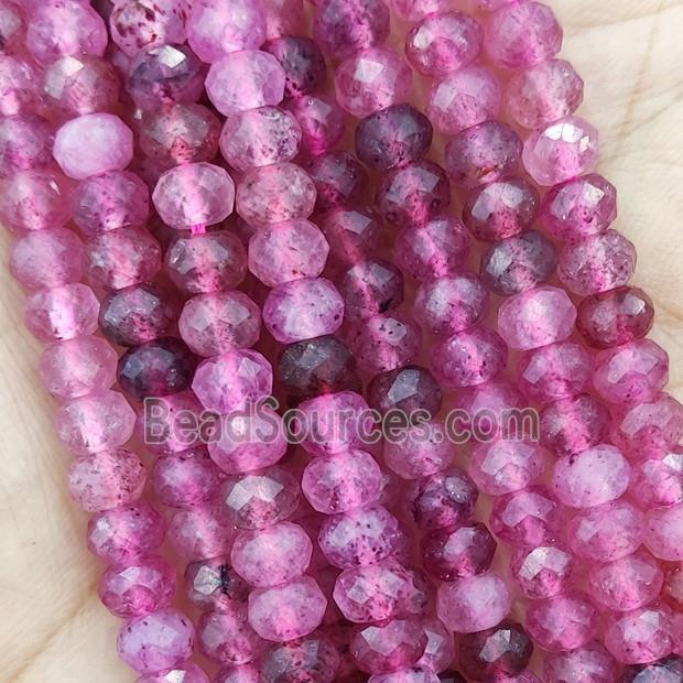 Strawberry Quartz Beads Pink Faceted Rondelle