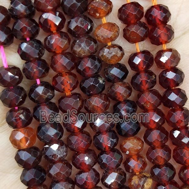 Natural Orange Garnet Beads Faceted Rondelle