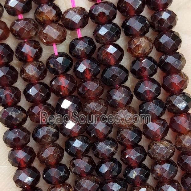 Natural Red Garnet Beads Faceted Rondelle