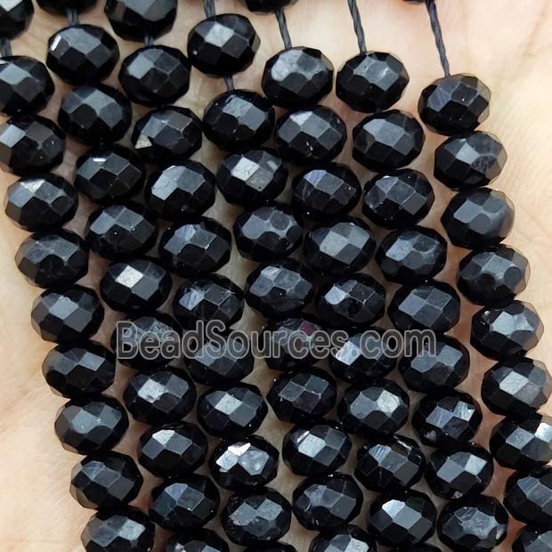 Natural Black Tourmaline Beads Faceted Rondelle