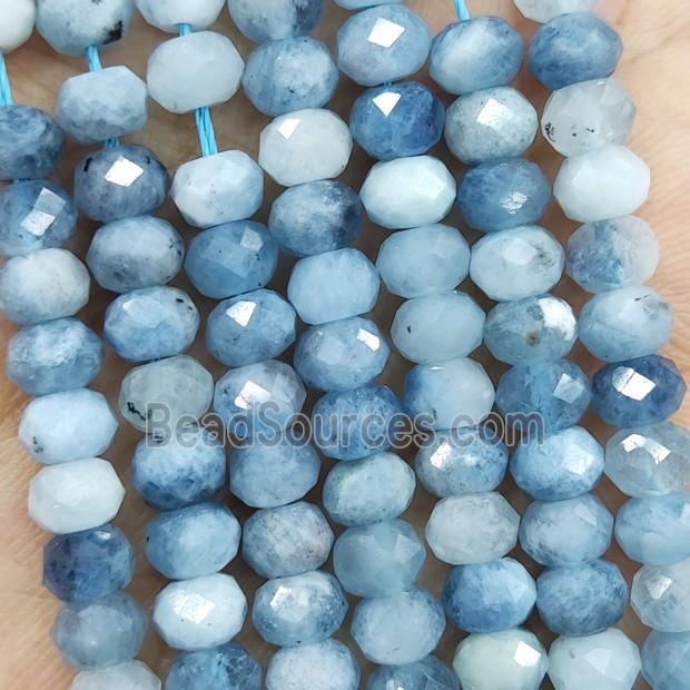 Natural Aquamarine Beads Blue Faceted Rondelle