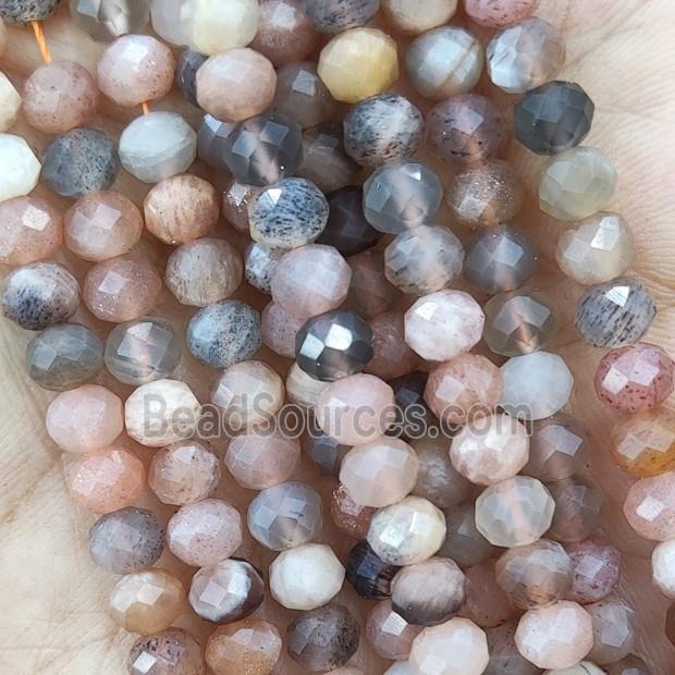 Natural Moonstone Beads Multicolor Faceted Rondelle