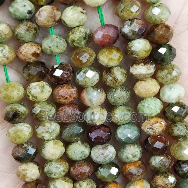 Natural Green Garnet Beads Faceted Rondelle