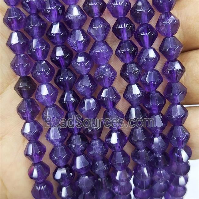 Natural Amethyst Beads Purple Bicone