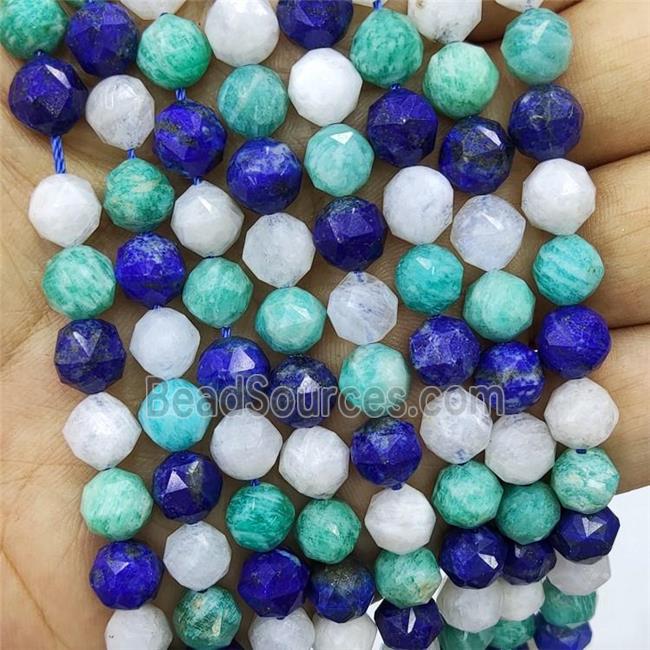 Mix Gemstone Beads Round Diamond Faceted