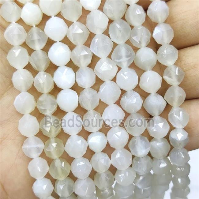 Natural Moonstone Beads Graywhite Cut Round