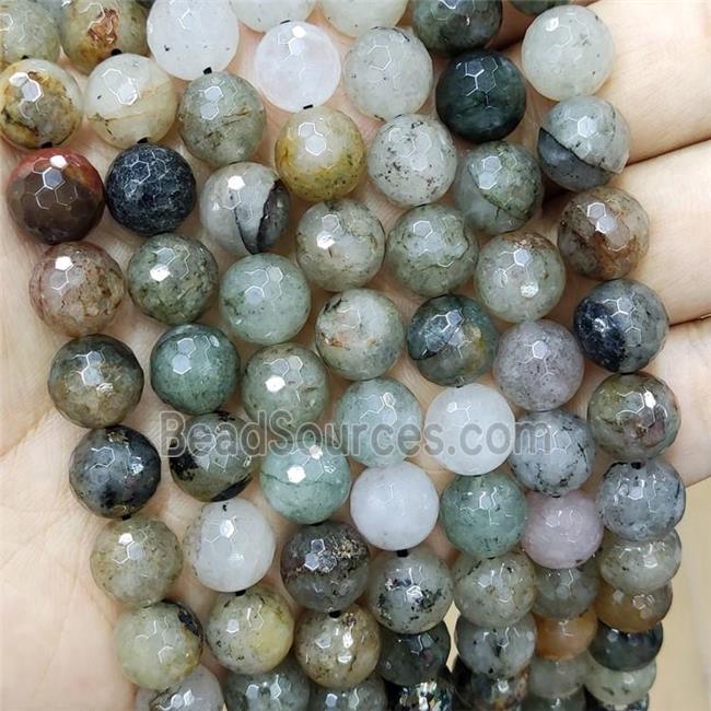 Green Chlorite Quartz Beads C-Grade Faceted Round