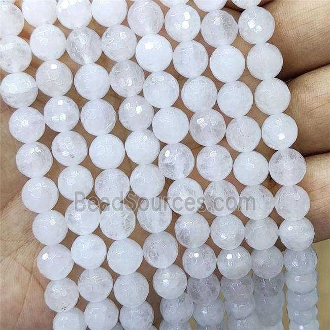 White Crystal Quartz Beads Faceted Round