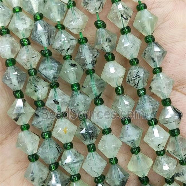 Green Prehnite Beads Bicone