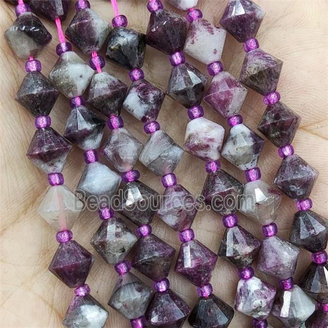 Plum Blossom Tourmaline Beads Bicone