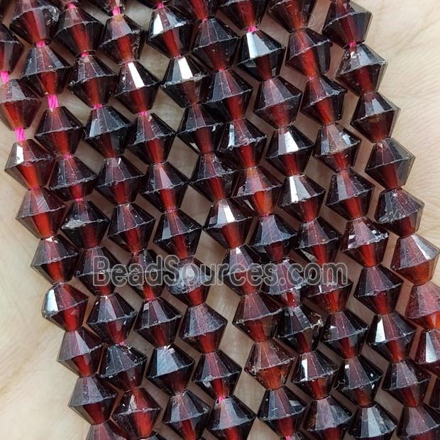 Natural Red Garnet Beads Bicone