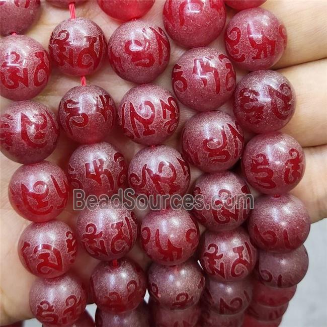 Red Carnelian Agate Buddhist Beads Om Mani Padme Hum