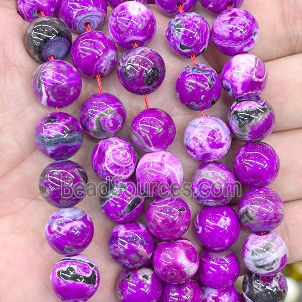 Hotpink Fire Agate Beads Smooth Round Dye