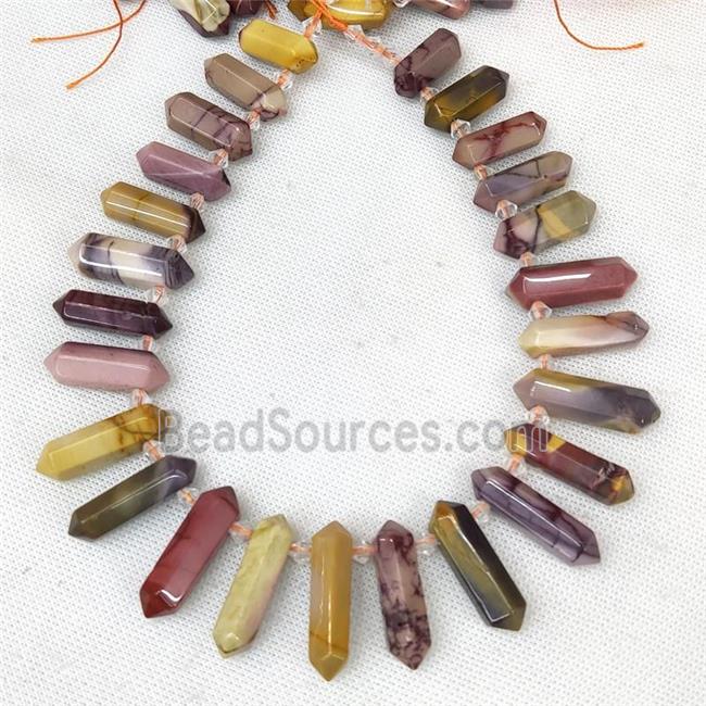 Natural Mookaite Bullet Beads Multicolor Topdrilled Graduated