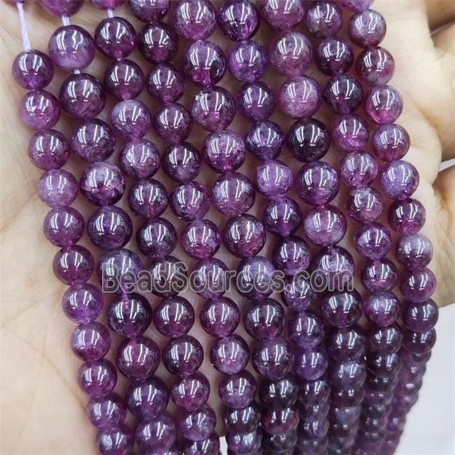 Natural Garnet Beads Purple Smooth Round B-Grade