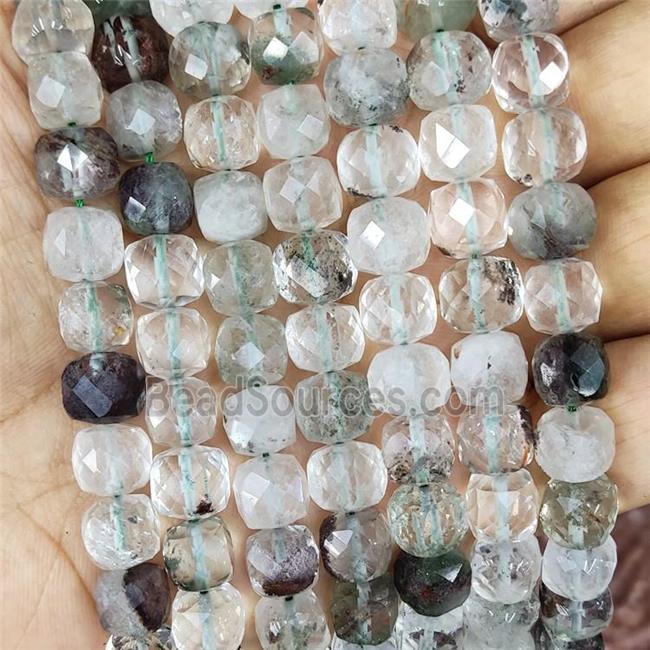 Natural Chlorite Quartz Beads Faceted Cube