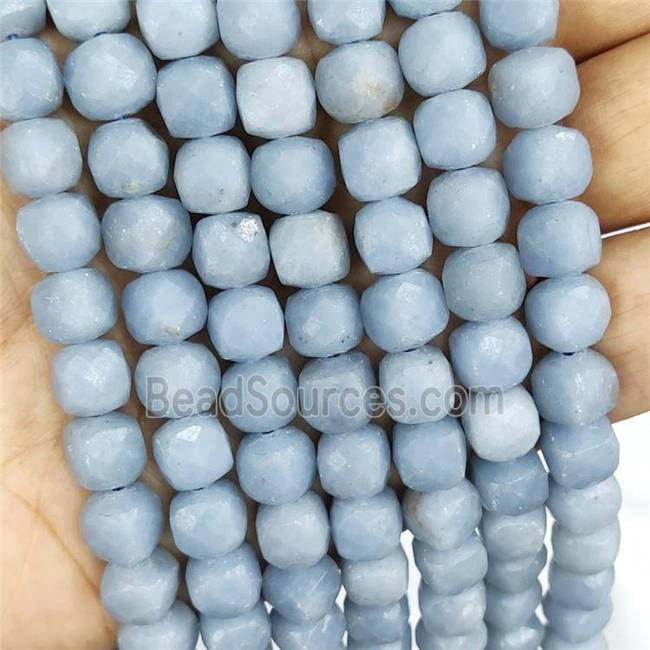 Natural Blue Angelite Beads Faceted Cube