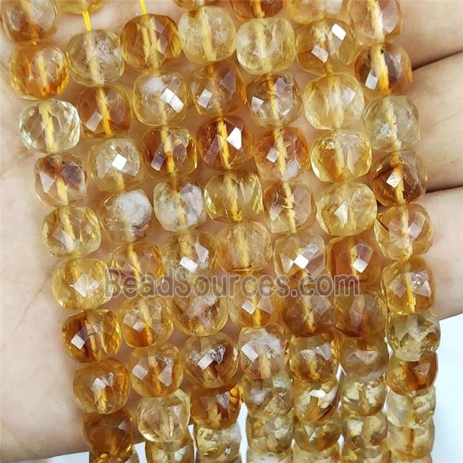 Natural Citrine Beads Yellow Faceted Cube A-Grade