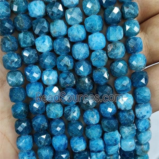 Natural Blue Apatite Beads Faceted Cube