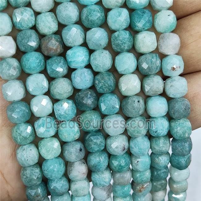 Natural Green Amazonite Beads Faceted Cube