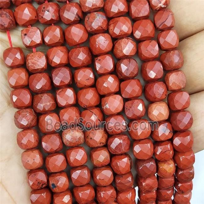 Natural Red Jasper Beads Faceted Cube