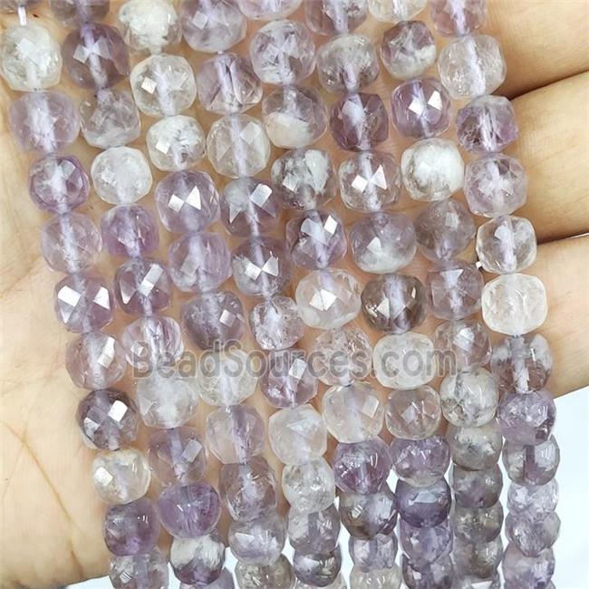 Natural Amethyst Beads Lt.purple Faceted Cube