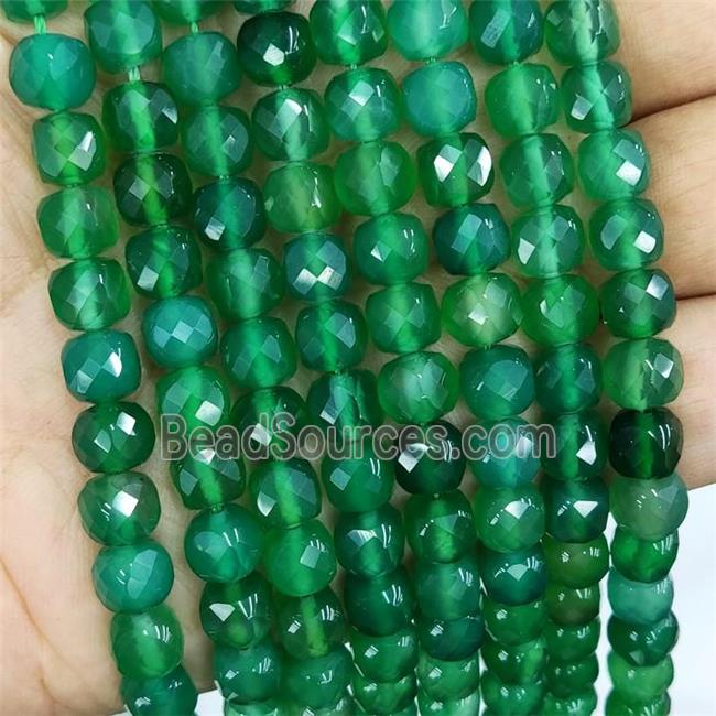 Natural Agate Beads Green Treated Faceted Cube