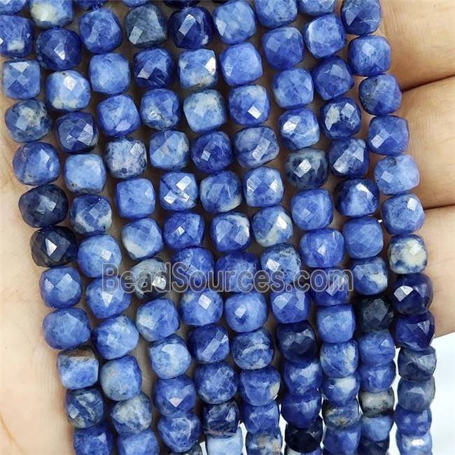 Natural Sodalite Beads Blue Faceted Cube