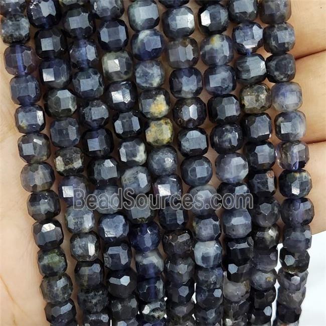 Natural Iolite Beads Faceted Cube