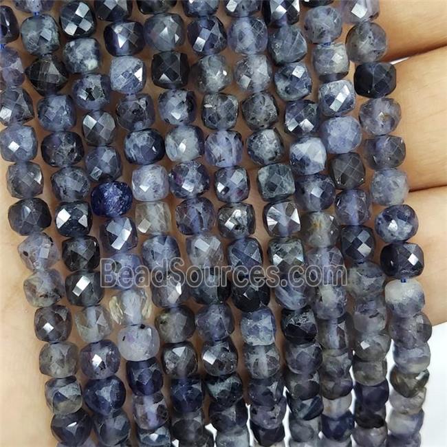 Natural Iolite Beads Faceted Cube