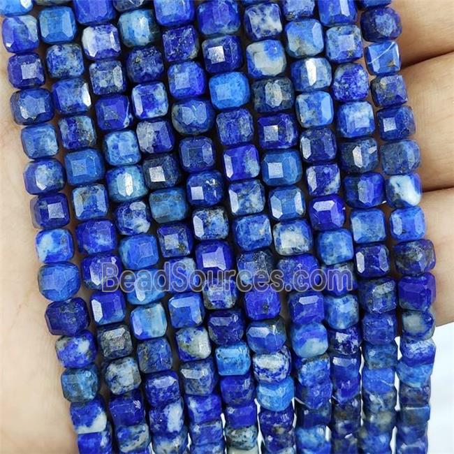 Natural Lapis Lazuli Beads Faceted Cube