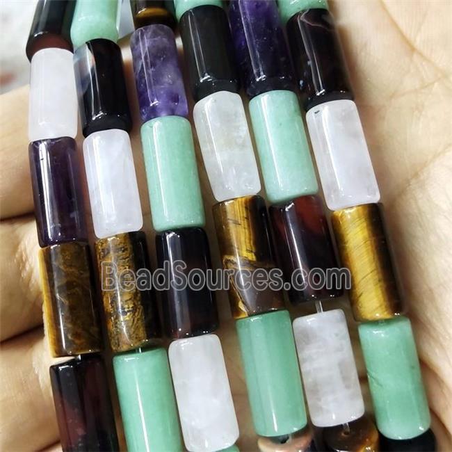 Mix Natural Gemstone Tube Beads Column