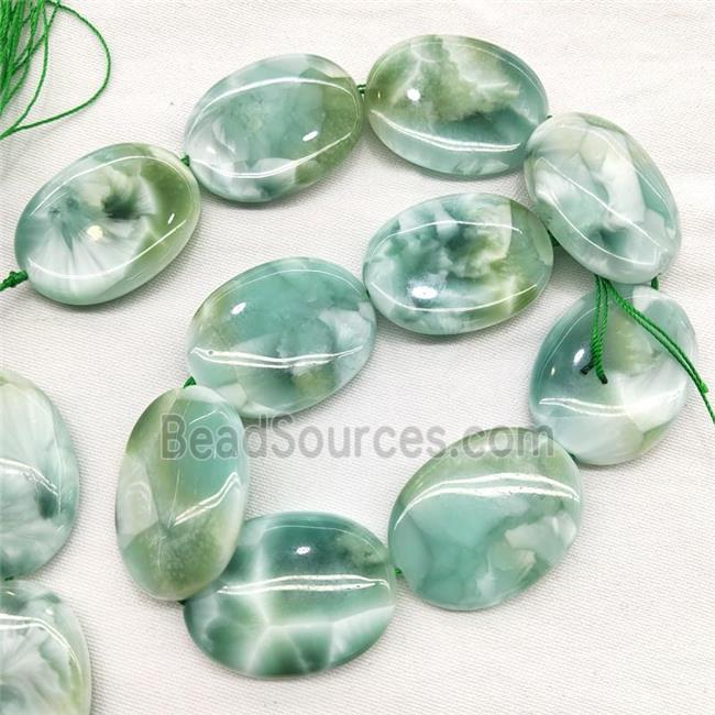 Natural Peacock Angelite Beads Oval Green