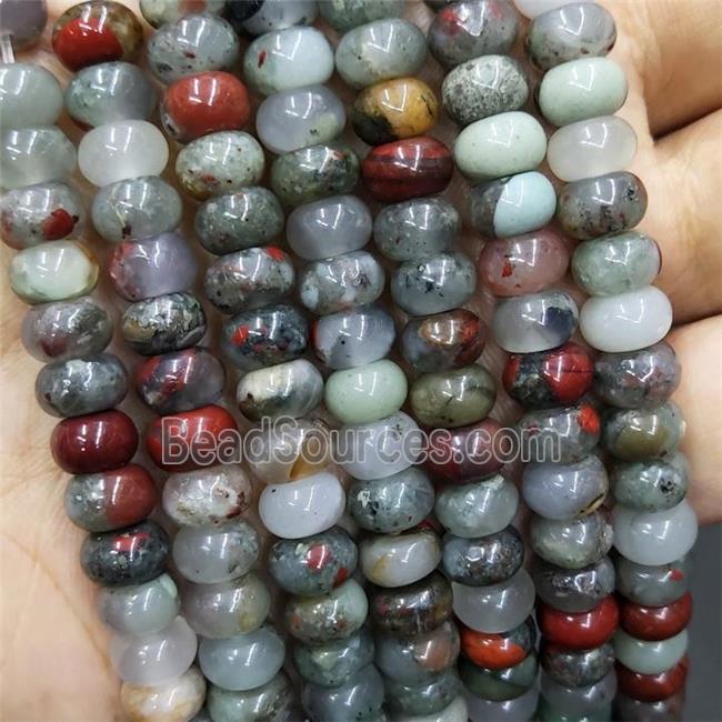 Natural African Bloodstone Rondelle Beads Smooth