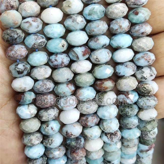 Natural Larimar Beads Faceted Rondelle B-Grade