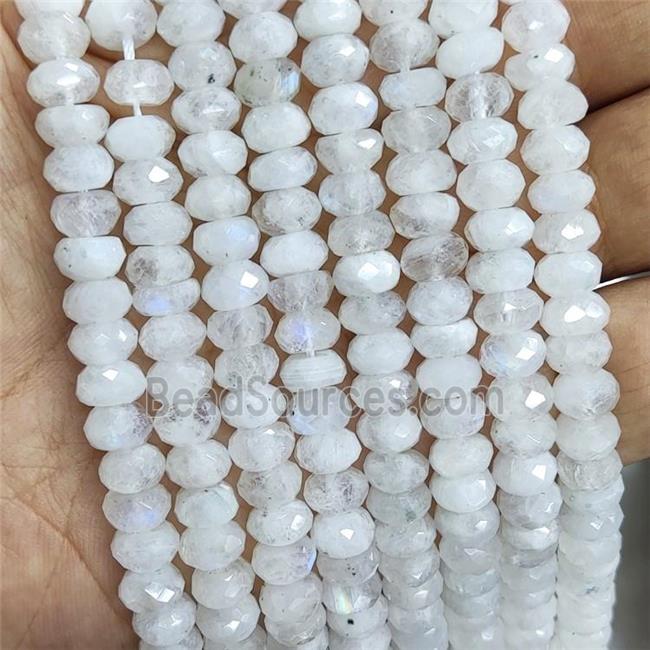 Natural Rainbow White Moonstone Beads Faceted Rondelle