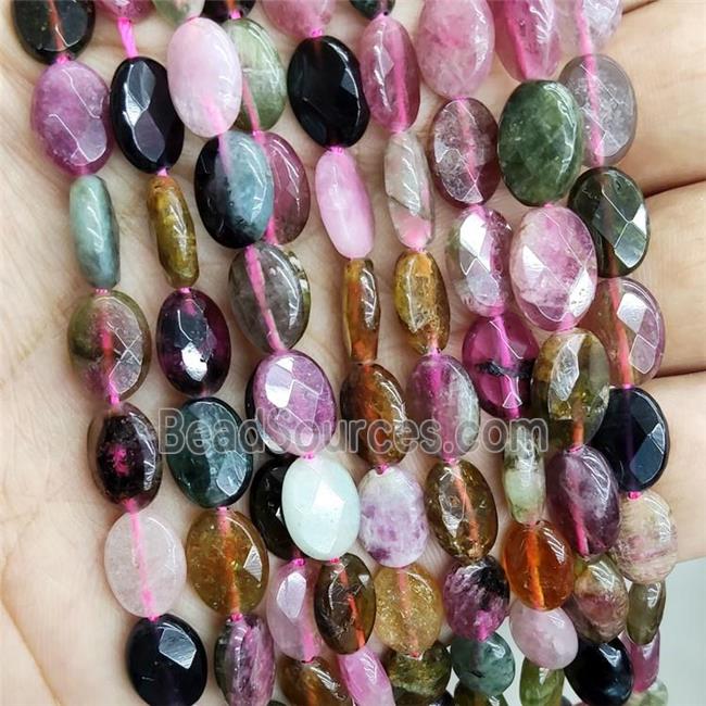 Natural Tourmaline Beads Faceted Oval Multicolor