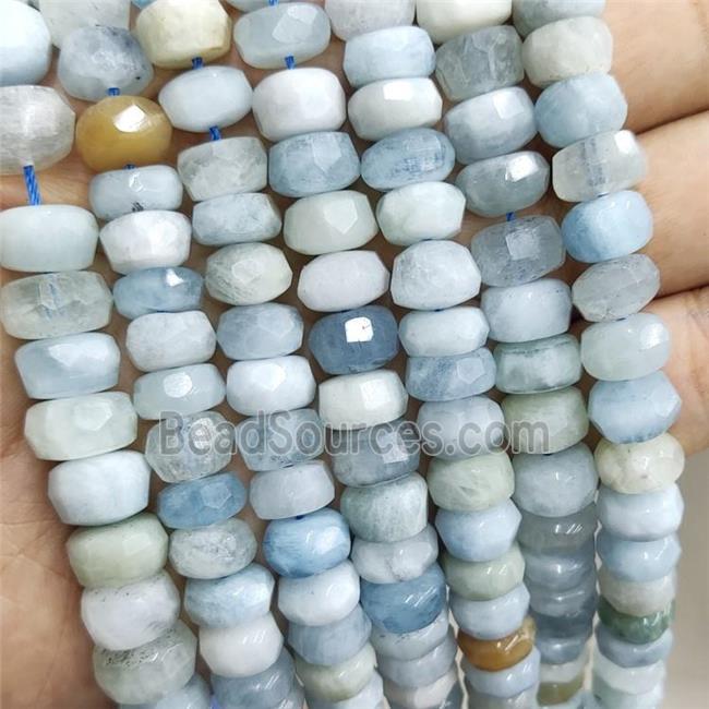 Natural Aquamarine Beads Blue Faceted Rondelle