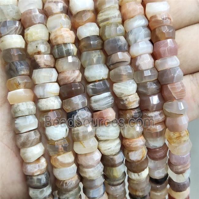 Natural Moonstone Beads Multicolor Faceted Rondelle