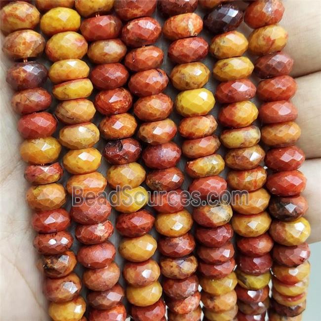 Natural Red Carnelian Agate Beads Faceted Rondelle