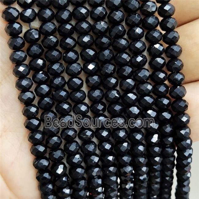 Natural Black Tourmaline Beads Faceted Rondelle