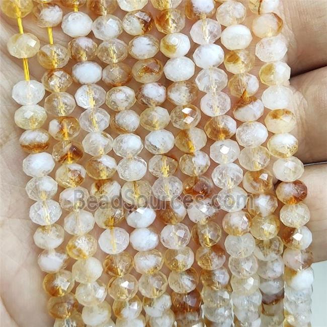 Natural Citrine Beads Faceted Rondelle Yellow