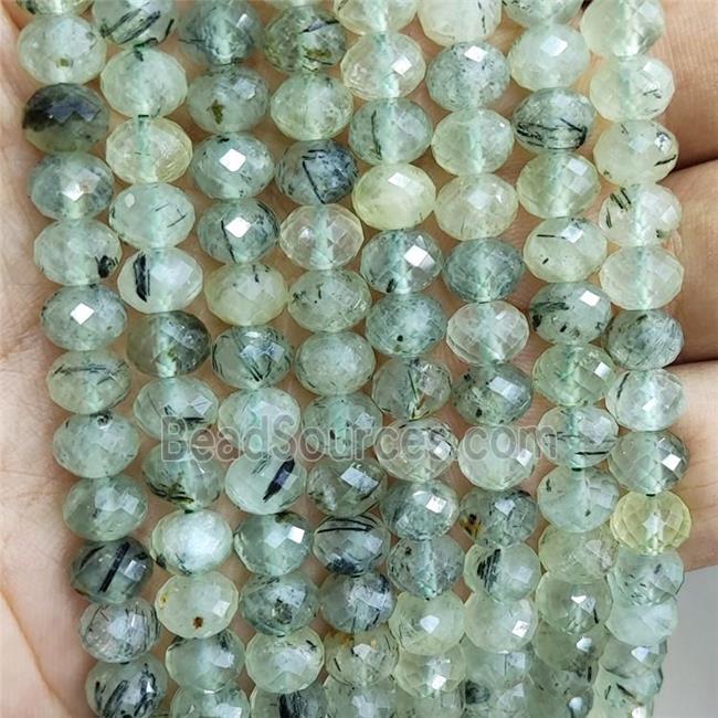 Natural Prehnite Beads Green Faceted Rondelle