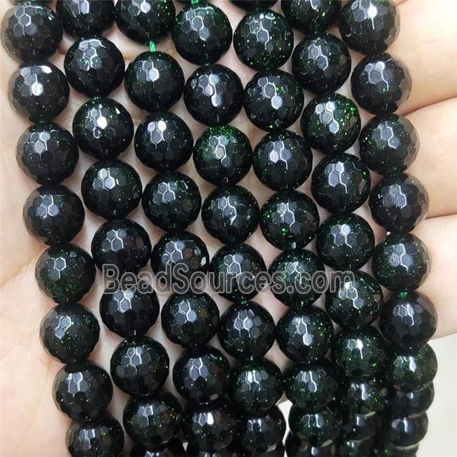 Green Sandstone Beads Faceted Round