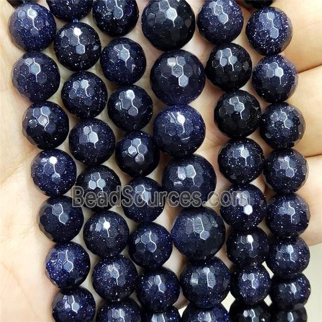 Blue Sandstone Beads Faceted Round