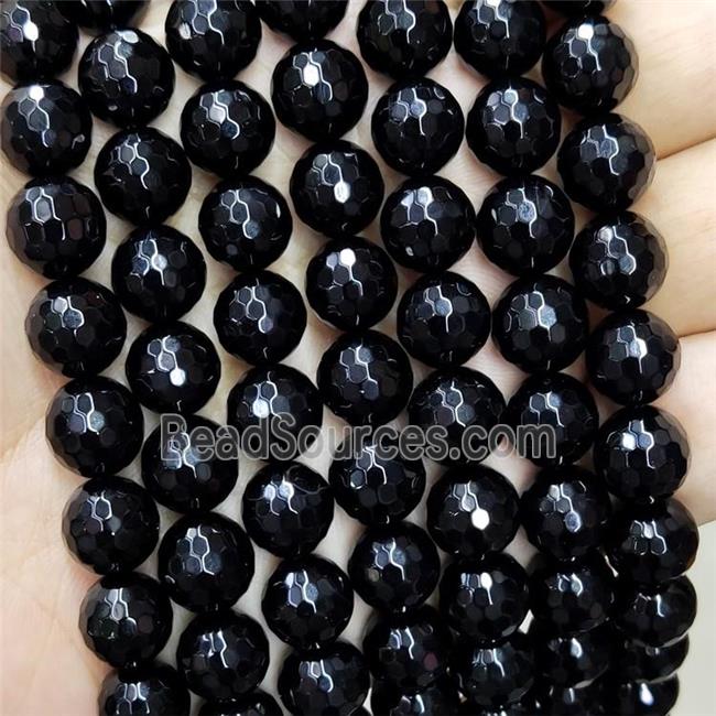 Black Onyx Agate Beads Faceted Round