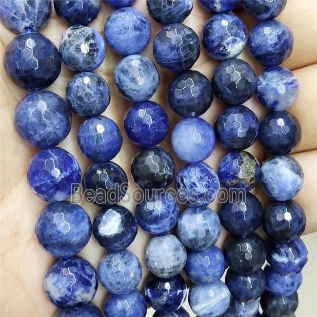 Natural Blue Sodalite Beads Faceted Round