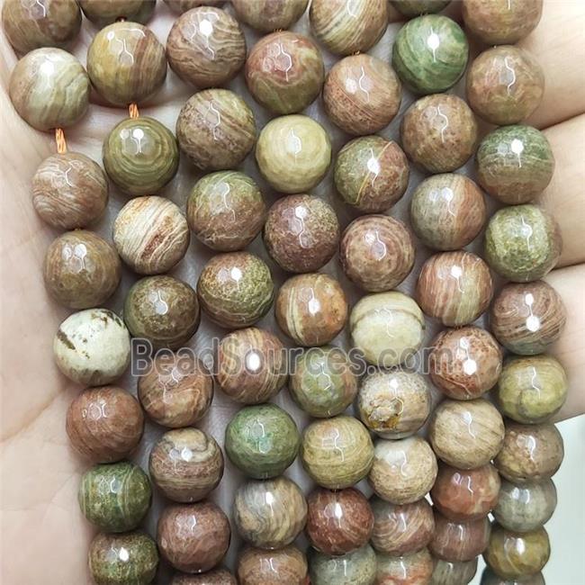 Natural Wood Lace Jasper Beads Multicolor Faceted Round